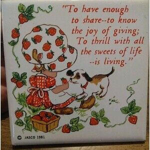 Vintage Strawberry Shortcake Jasco 1981 Ceramic Tile Please Read